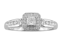 10k white gold princess halo diamond engagement ring with matching band