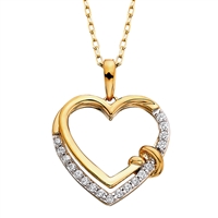 10k yellow gold diamond heart necklace