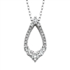 14k white gold diamond teardrop shaped necklace