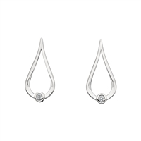 sterling silver & diamond teardrop earrings