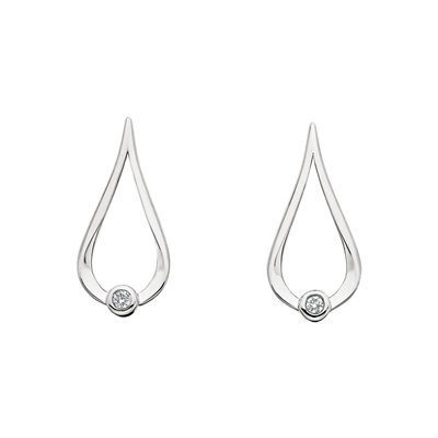 sterling silver & diamond teardrop earrings