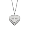 sterling silver & white topaz heart & cross necklace