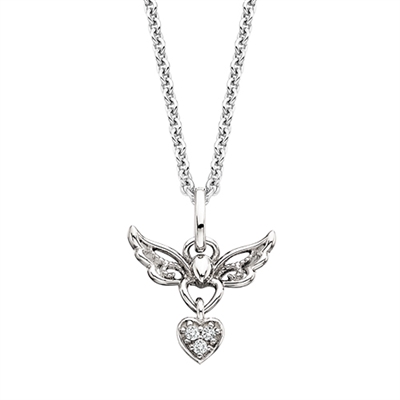 sterling silver & diamond angel necklace