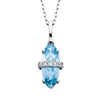 10k white gold Swiss blue topaz & diamond necklace