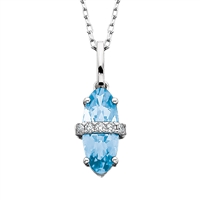 10k white gold Swiss blue topaz & diamond necklace