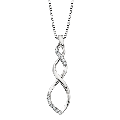 sterling silver & diamond spiral necklace