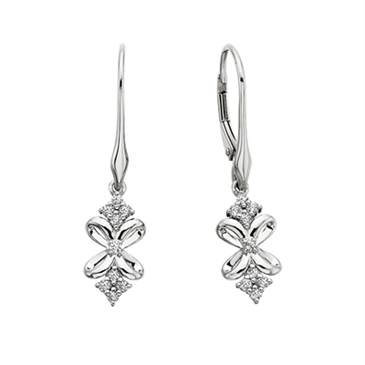 sterling silver & white topaz bow dangle earrings