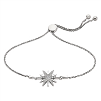 sterling silver white topaz starburst bolo bracelet