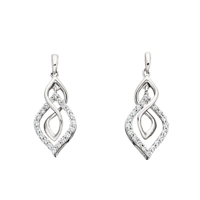 10k white gold diamond twist earrings