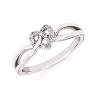 sterling silver & diamond heart knot ring