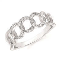 sterling silver & diamond link ring