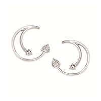 sterling silver & diamond half moon earrings