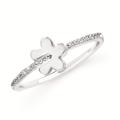sterling silver & diamond flower ring