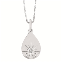 sterling silver & diamond teardrop disc necklace