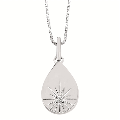 sterling silver & diamond teardrop disc necklace
