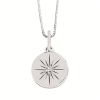 sterling silver & diamond circle disc necklace