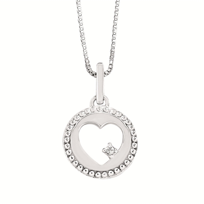 sterling silver & diamond heart cutout necklace