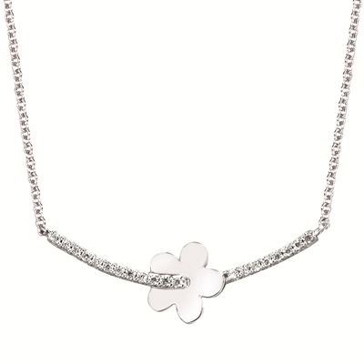 sterling silver & diamond flower necklace