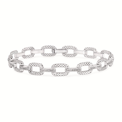 sterling silver & diamond link bracelet