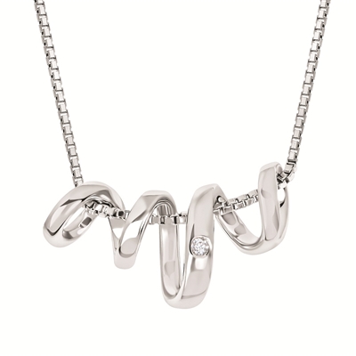 sterling silver & diamond swirl necklace
