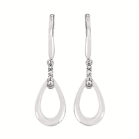 sterling silver & diamond pear shaped drop earrings