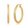 sterling silver & gold plated 3x30mm high polished hoop earrings