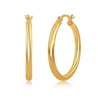 sterling silver & gold plated 3x30mm high polished hoop earrings