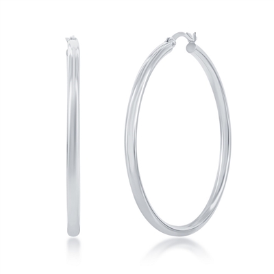 sterling silver 3x50mm high polished hoop earrings