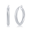 sterling silver 4x30mm high polished hoop earrings
