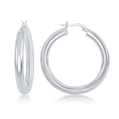 sterling silver 5x40mm high polished hoop earrings