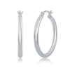 sterling silver 3x30mm polished hoop earrings