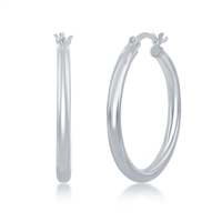 sterling silver 3x30mm polished hoop earrings