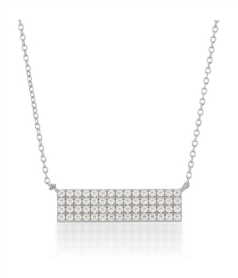 sterling silver & cz cubic zirconia triple bar necklace