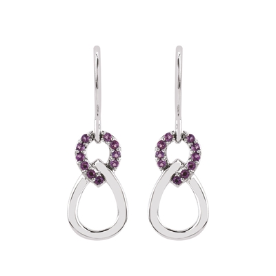 sterling silver & genuine amethyst dangle earrings