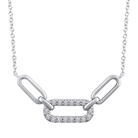 sterling silver & diamond paperclip necklace