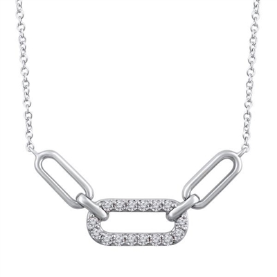 sterling silver & diamond paperclip necklace
