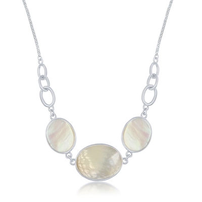 sterling silver oval mother of pearl Necklace