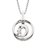 sterling silver & diamond circle swirl necklace