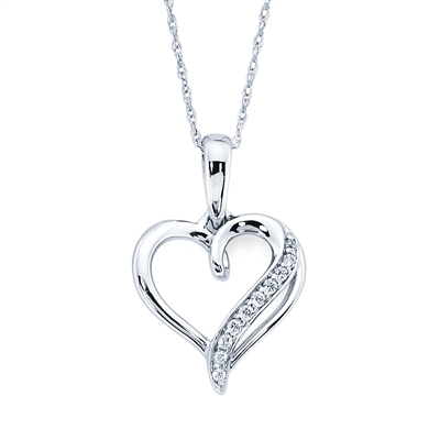 sterling silver & diamond heart necklace