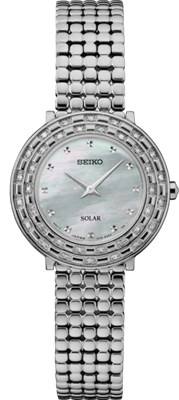 ladies seiko diamonds stainless steel mother of pearl watch SUP373