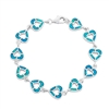 sterling silver blue opal & white opal reversible heart bracelet