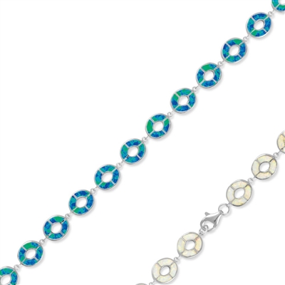 sterling silver white opal & blue opal reversible circle bracelet