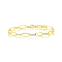 sterling silver with gold plating paperclip cubic zirconia cz bracelet