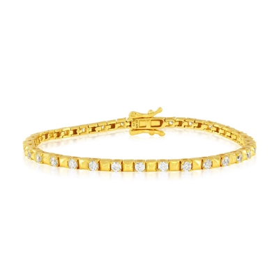 sterling silver & gold plated cz & pyramid bracelet