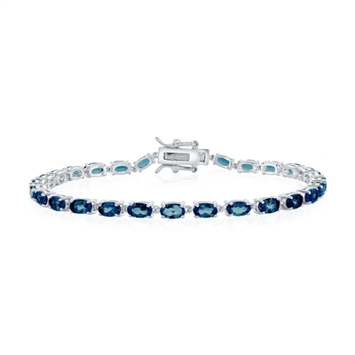 sterling silver & London blue topaz oval bracelet