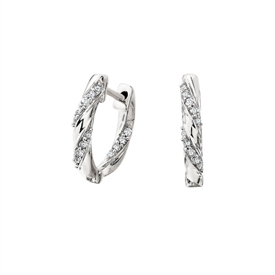 10k white gold diamond twist hoop earrings