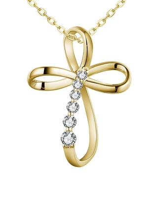 14k yellow gold diamond cross necklace