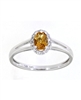 14k white gold oval citrine & diamond ring