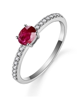 14k white gold oval ruby & diamond ring
