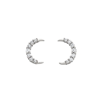 10k White gold diamond crescent moon earrings